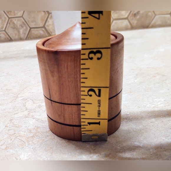 Wood Hand Turned Trinket Holder & Lid/Lid Also Toy Top Spinner - Picture 5 of 10